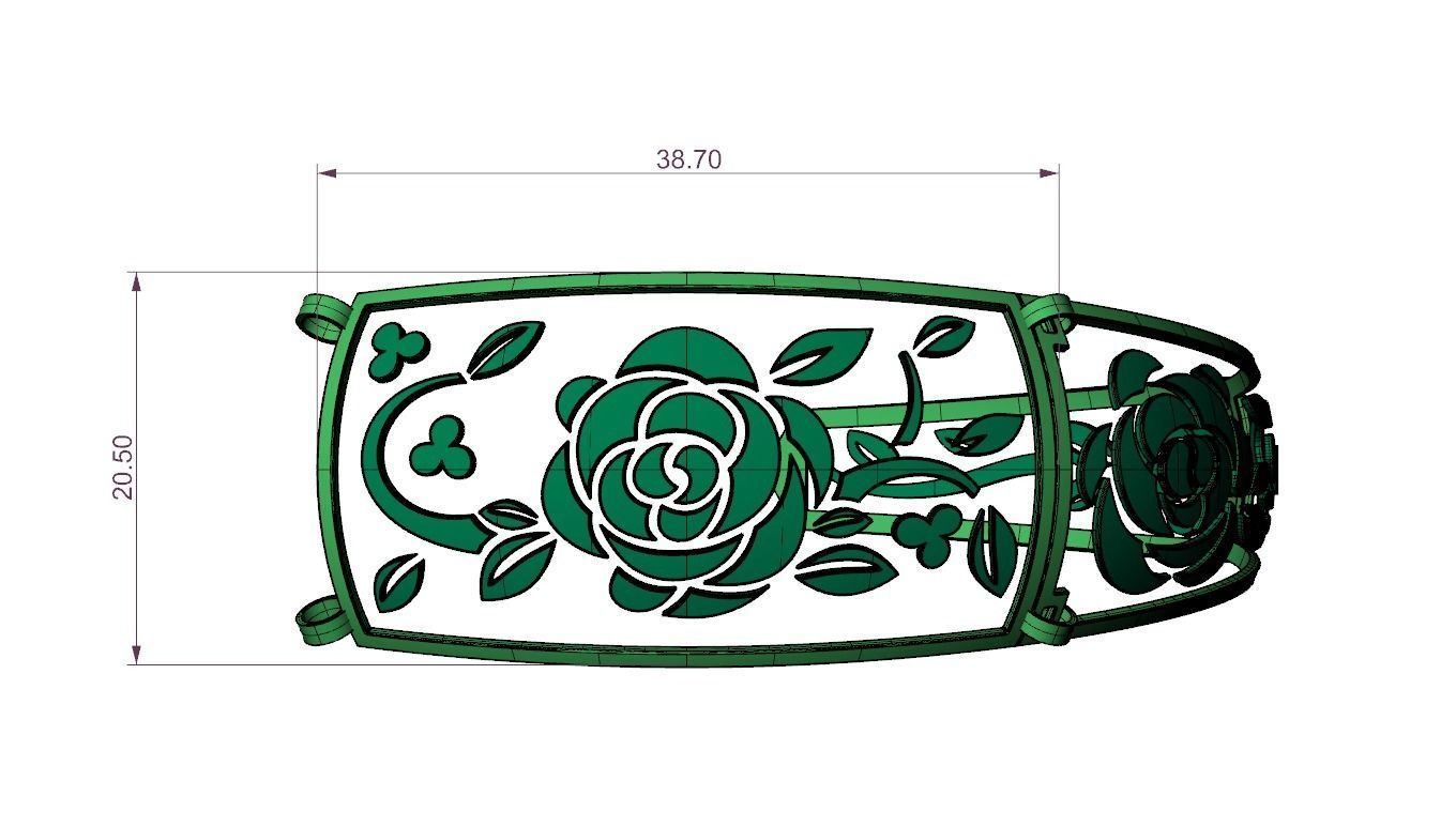 Jewelry set gold bracelet with intricate design 3D print model_15