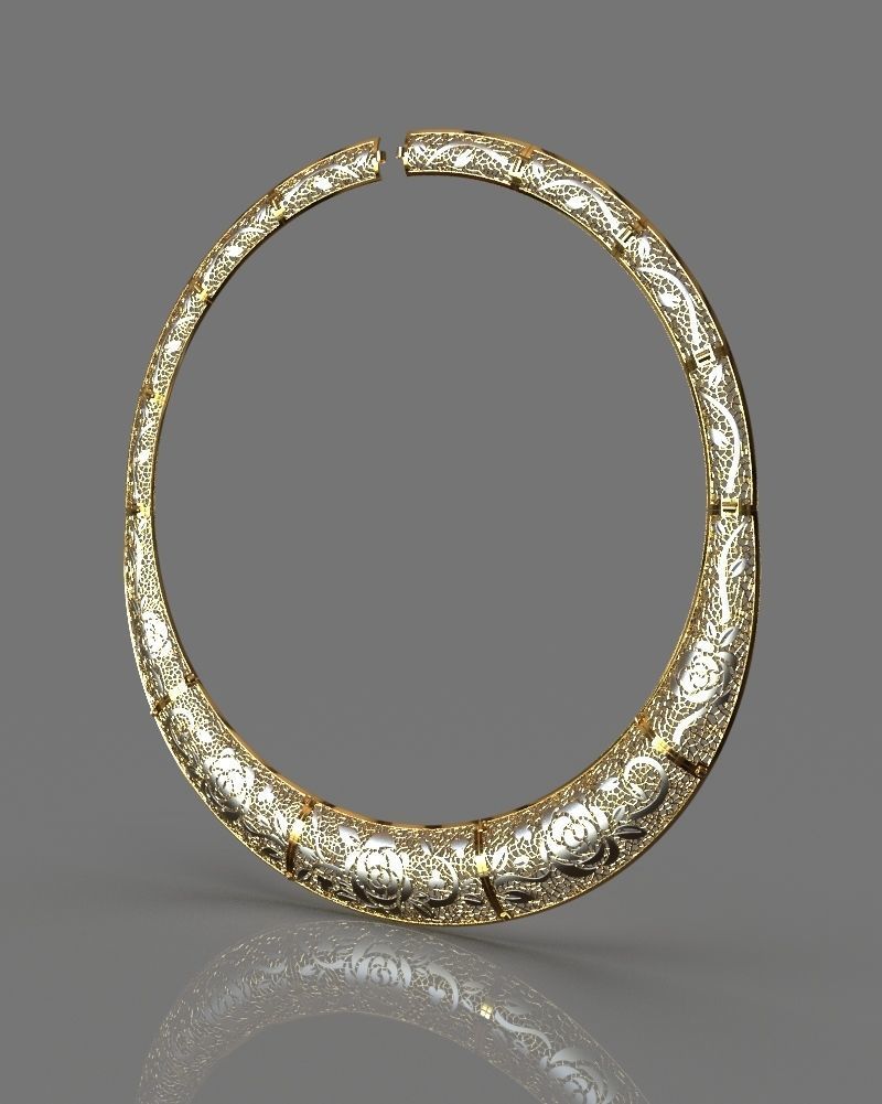 Jewelry set gold bracelet with intricate design 3D print model_19