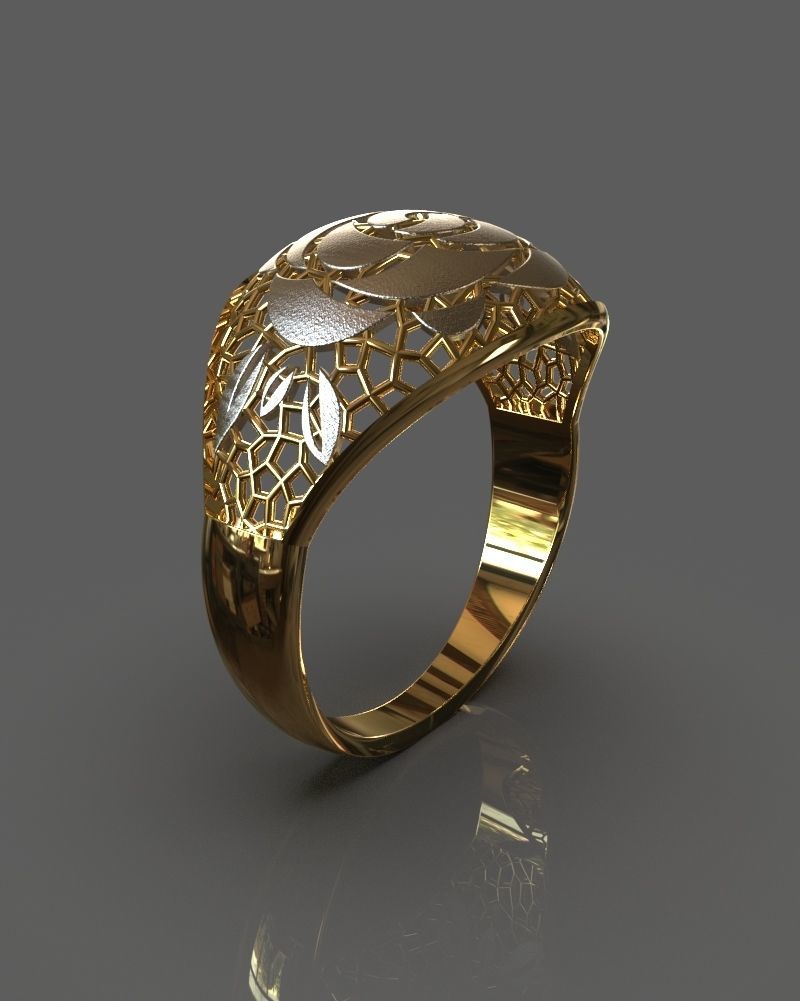 Jewelry set gold bracelet with intricate design 3D print model_18