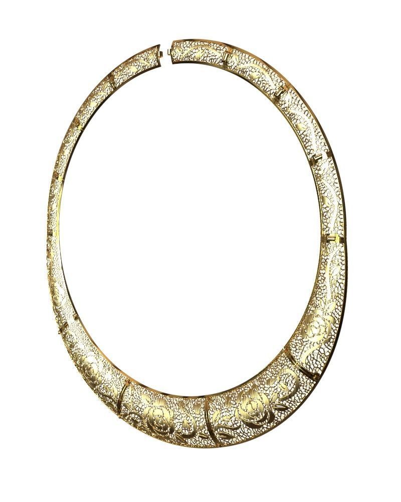 Jewelry set gold bracelet with intricate design 3D print model_10