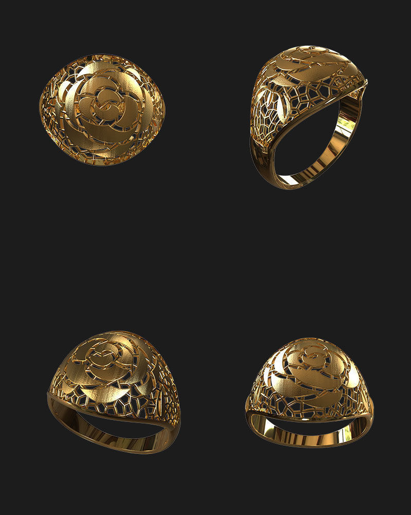 Jewelry set gold bracelet with intricate design 3D print model_11