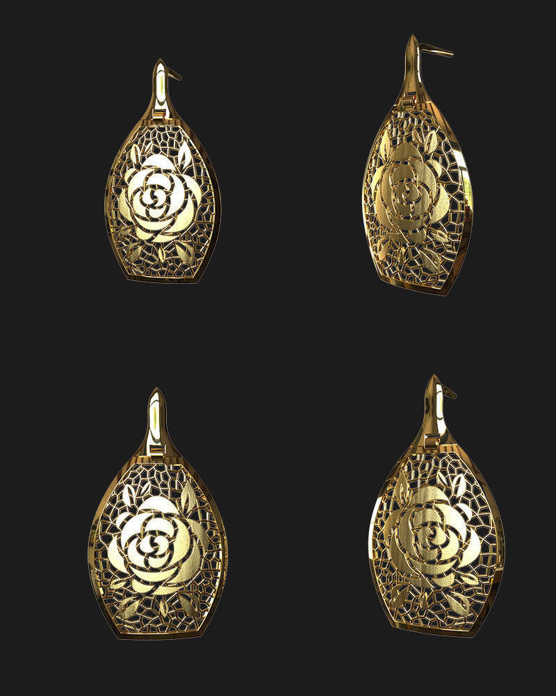 Jewelry set gold bracelet with intricate design 3D print model_13