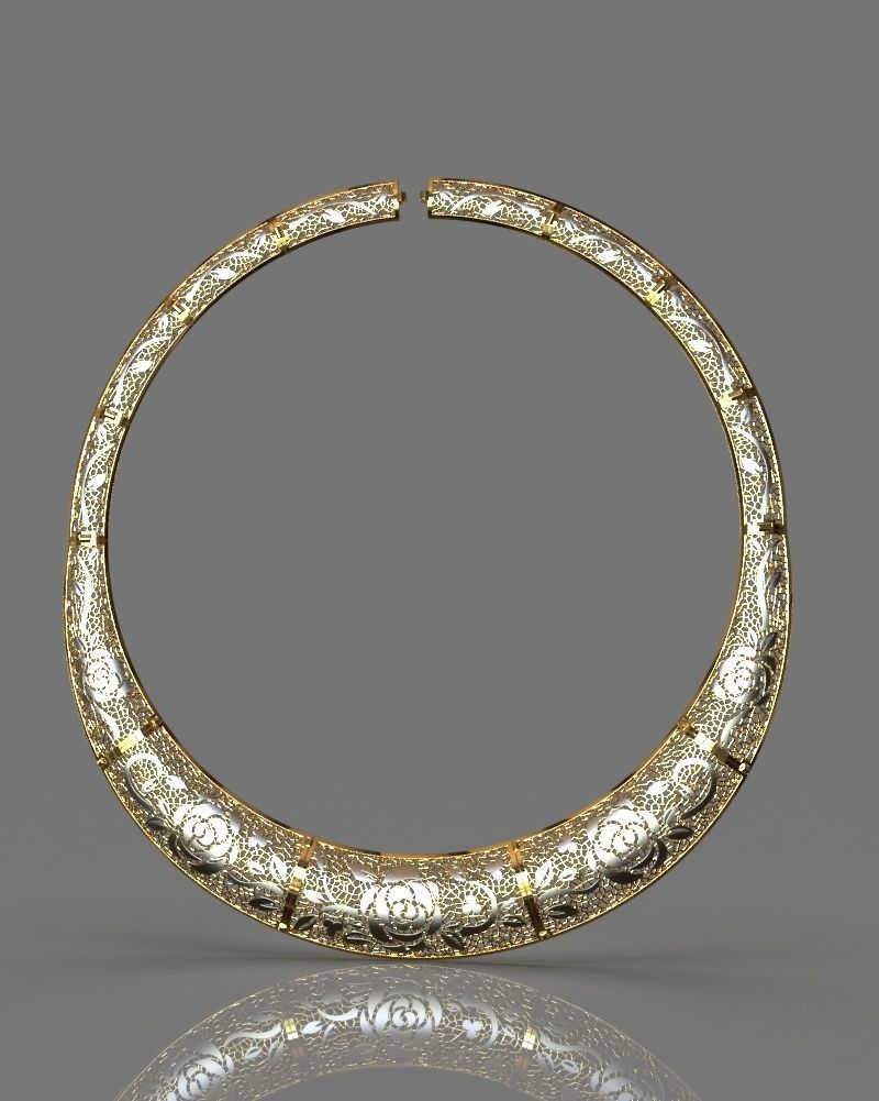 Jewelry set gold bracelet with intricate design 3D print model_29