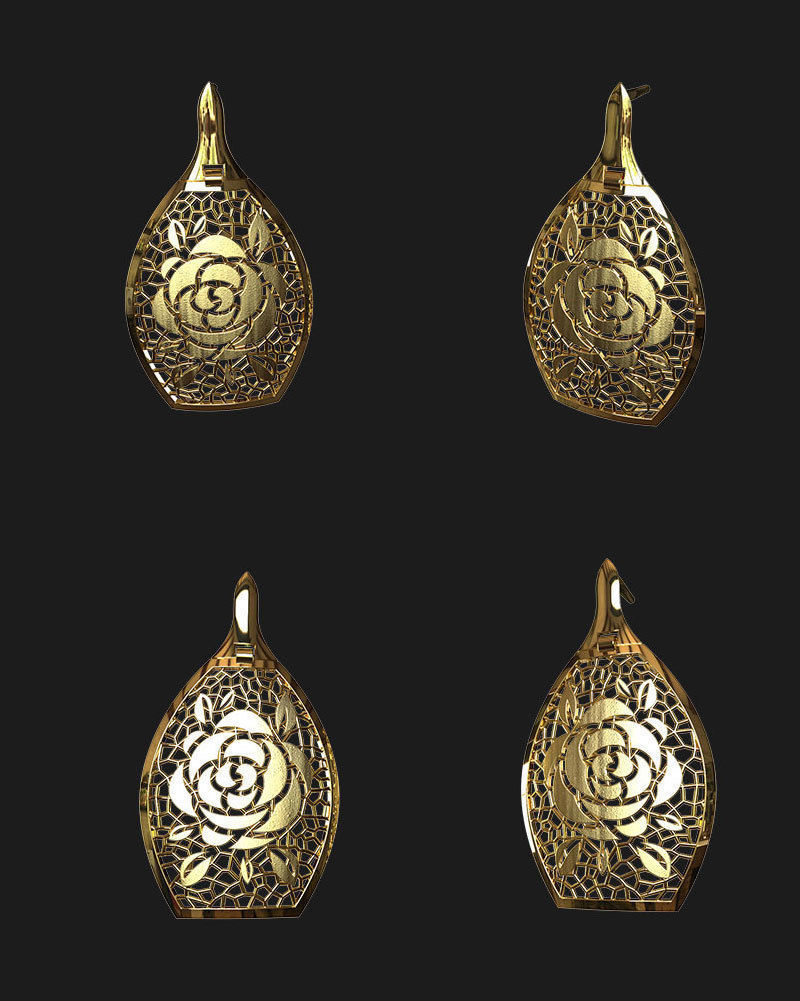 Jewelry set gold bracelet with intricate design 3D print model_12