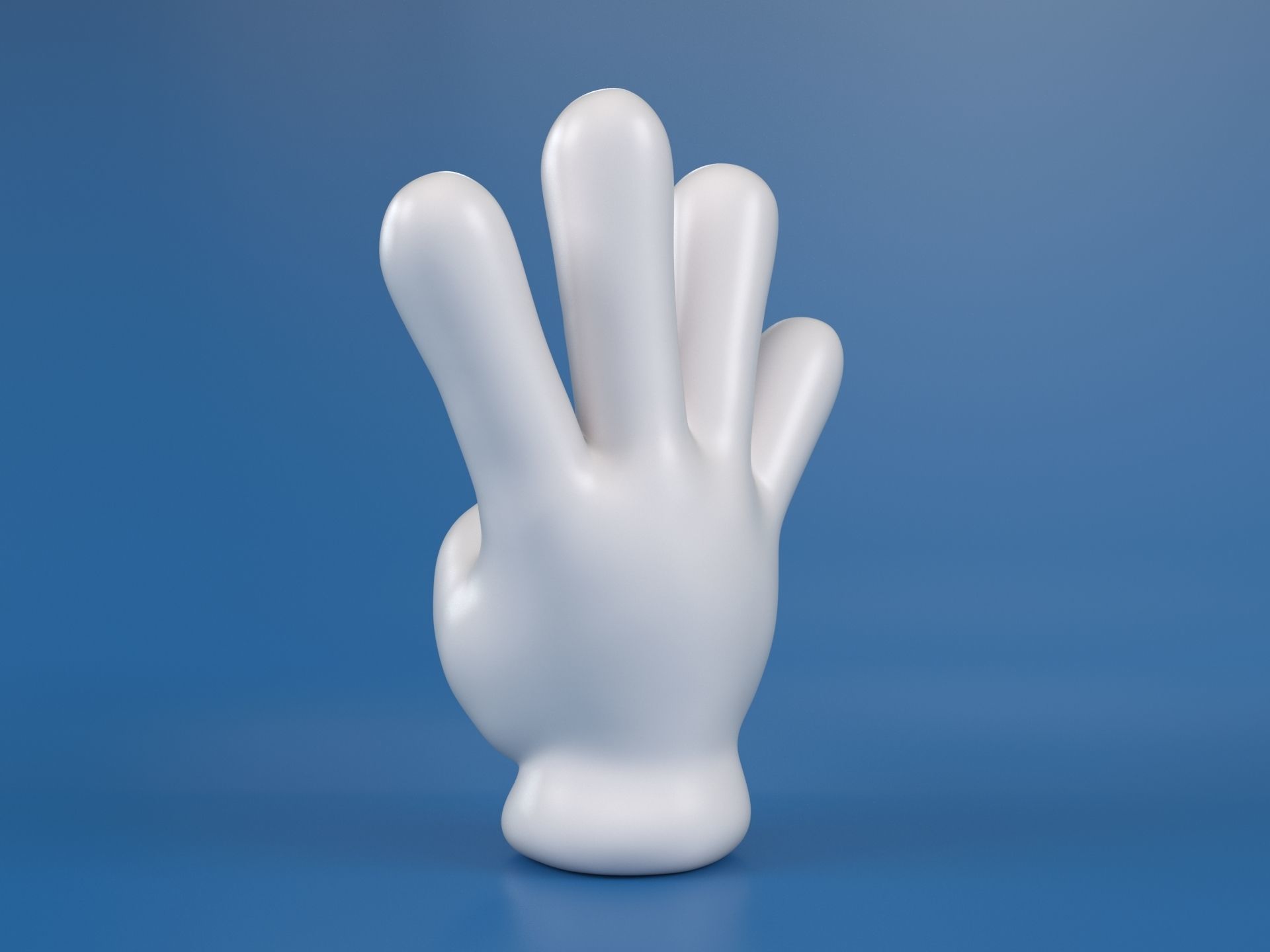 Cartoon hand 5 fingers Four 3D print model_4