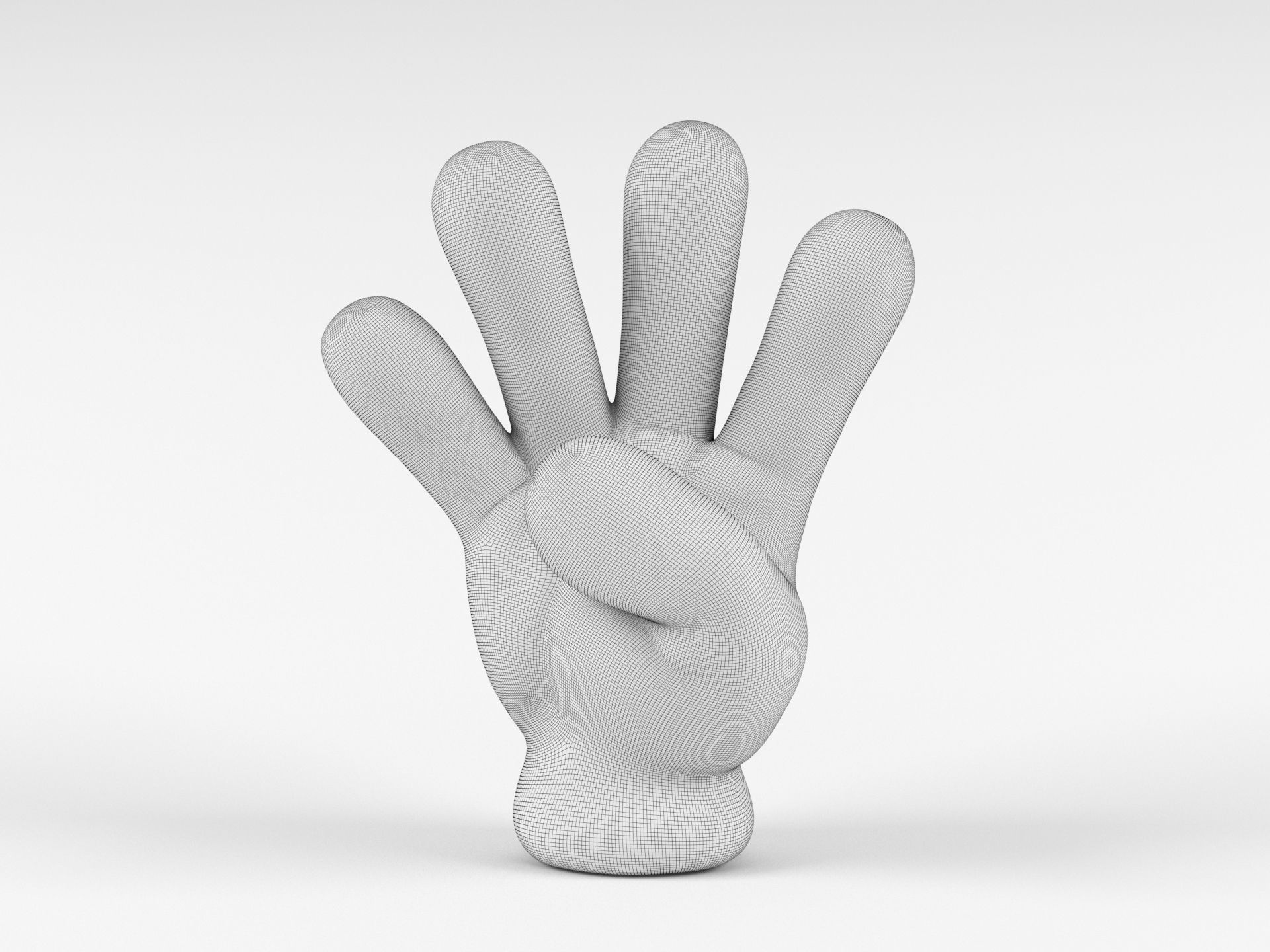 Cartoon hand 5 fingers Four 3D print model_1