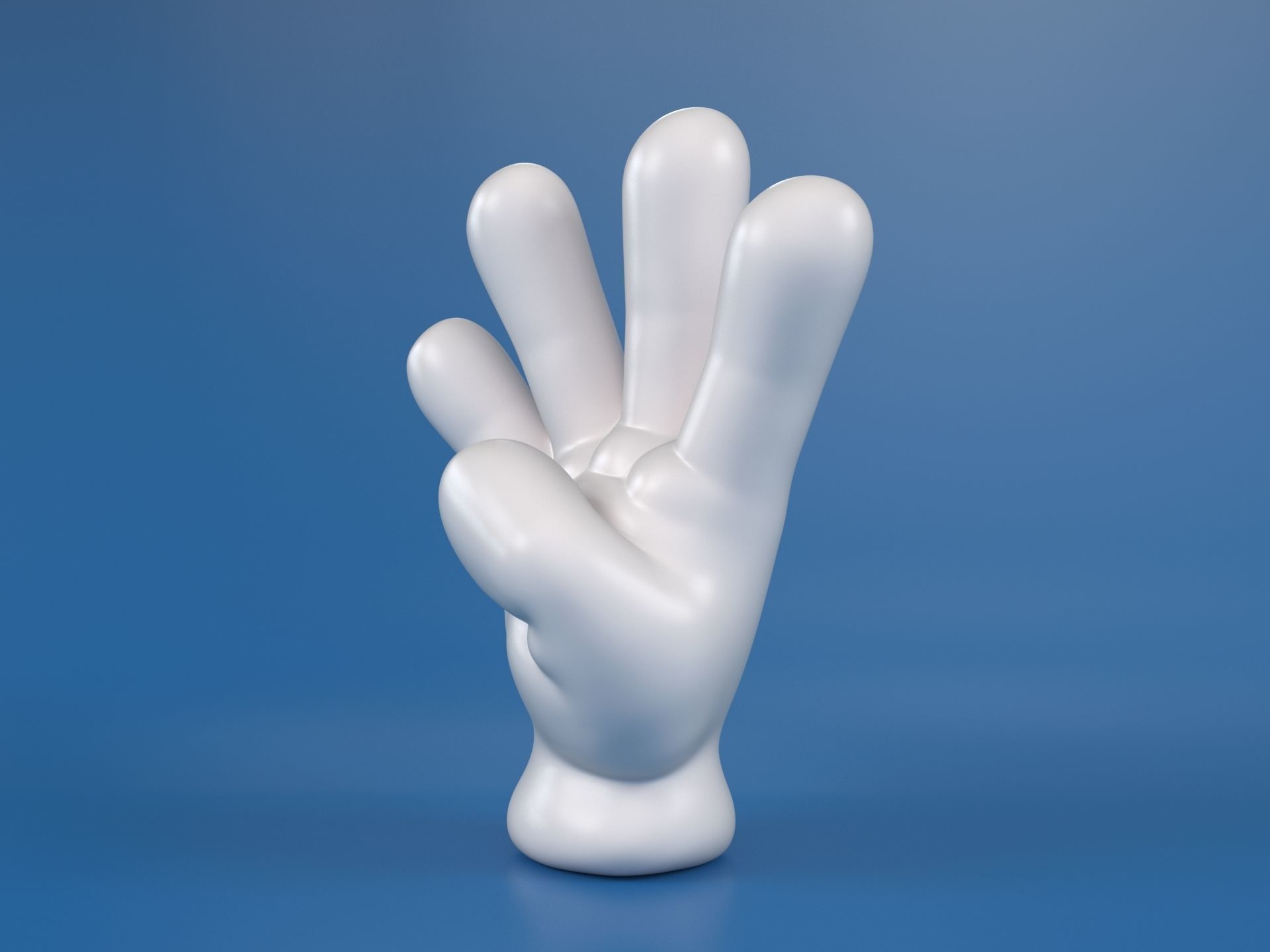 Cartoon hand 5 fingers Four 3D print model_2