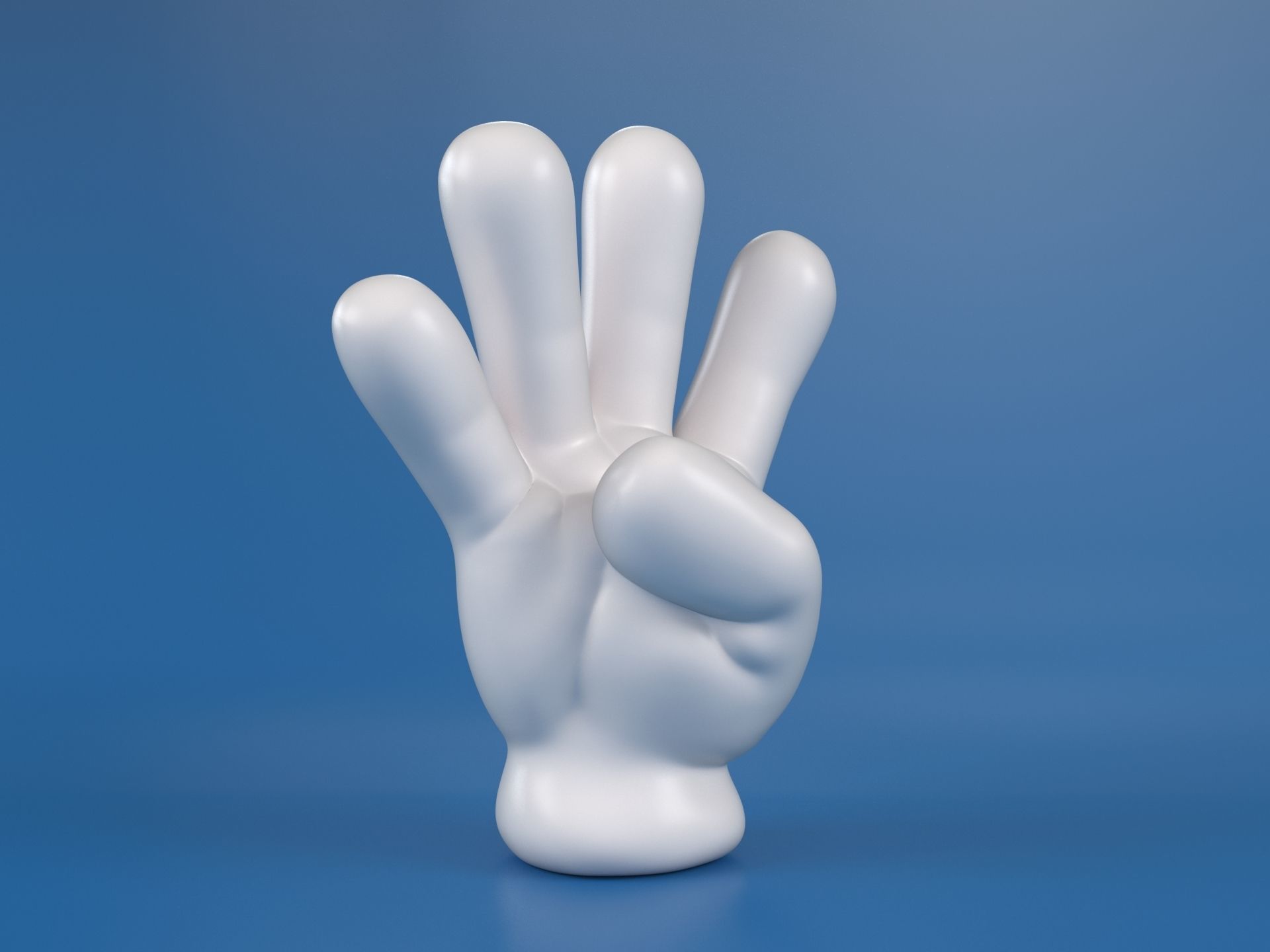 Cartoon hand 5 fingers Four 3D print model_8