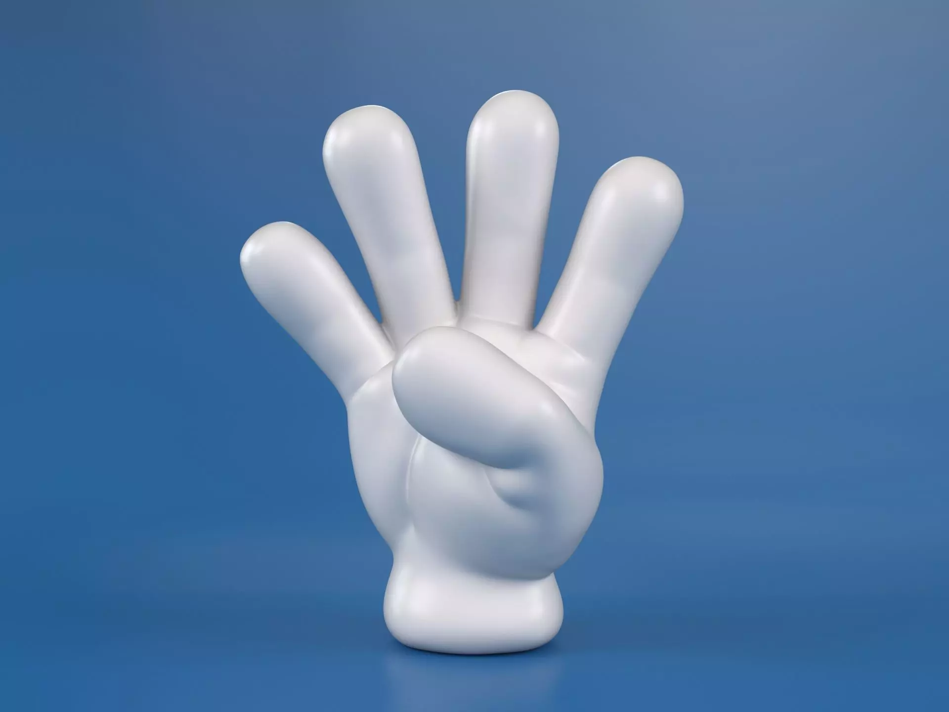 Cartoon hand 5 fingers Four 3D print model_0