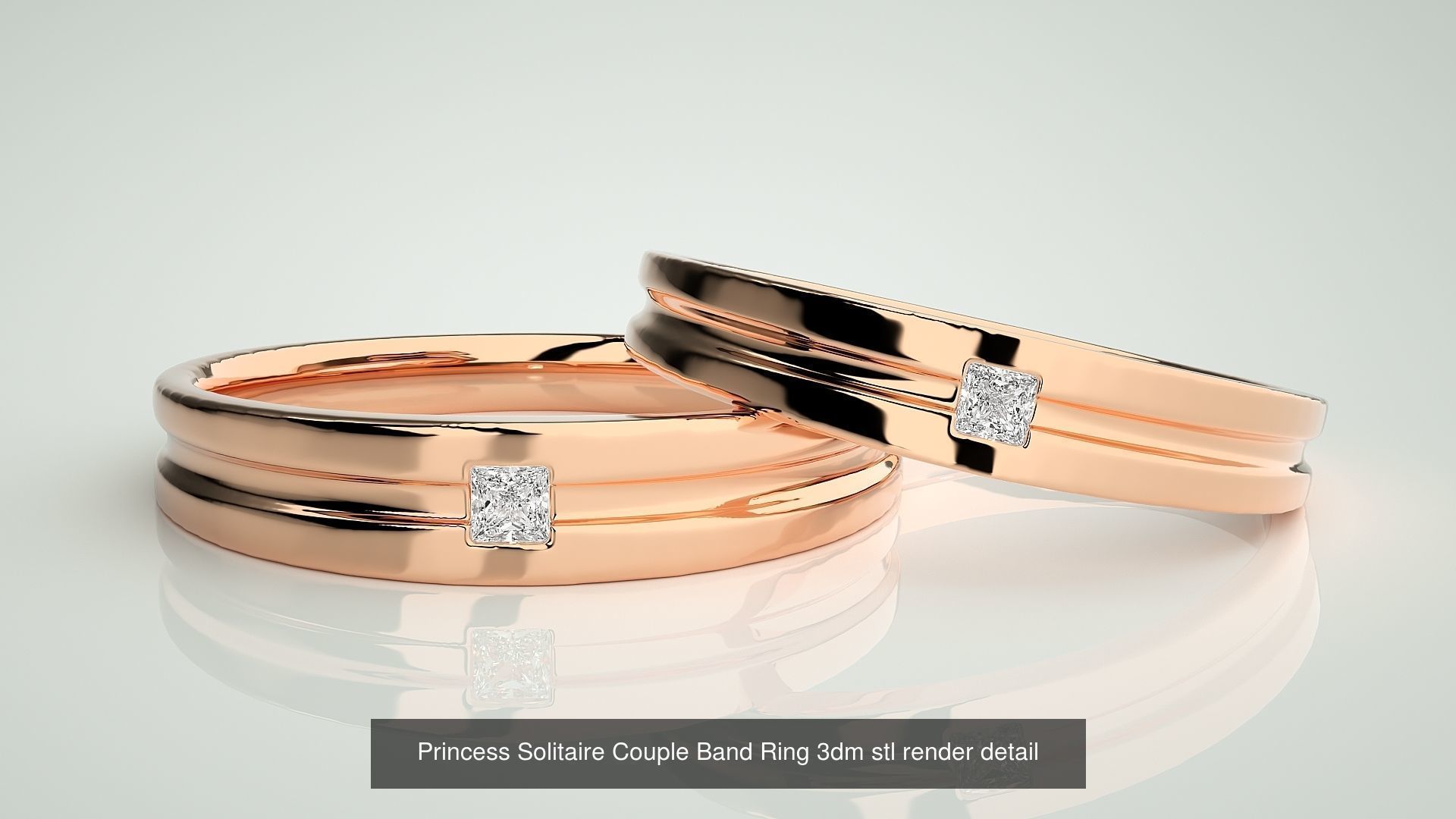 300 Solitaire Ring Couple Band Ring 3dm stl render detail Part-2 3D Model Collection_166