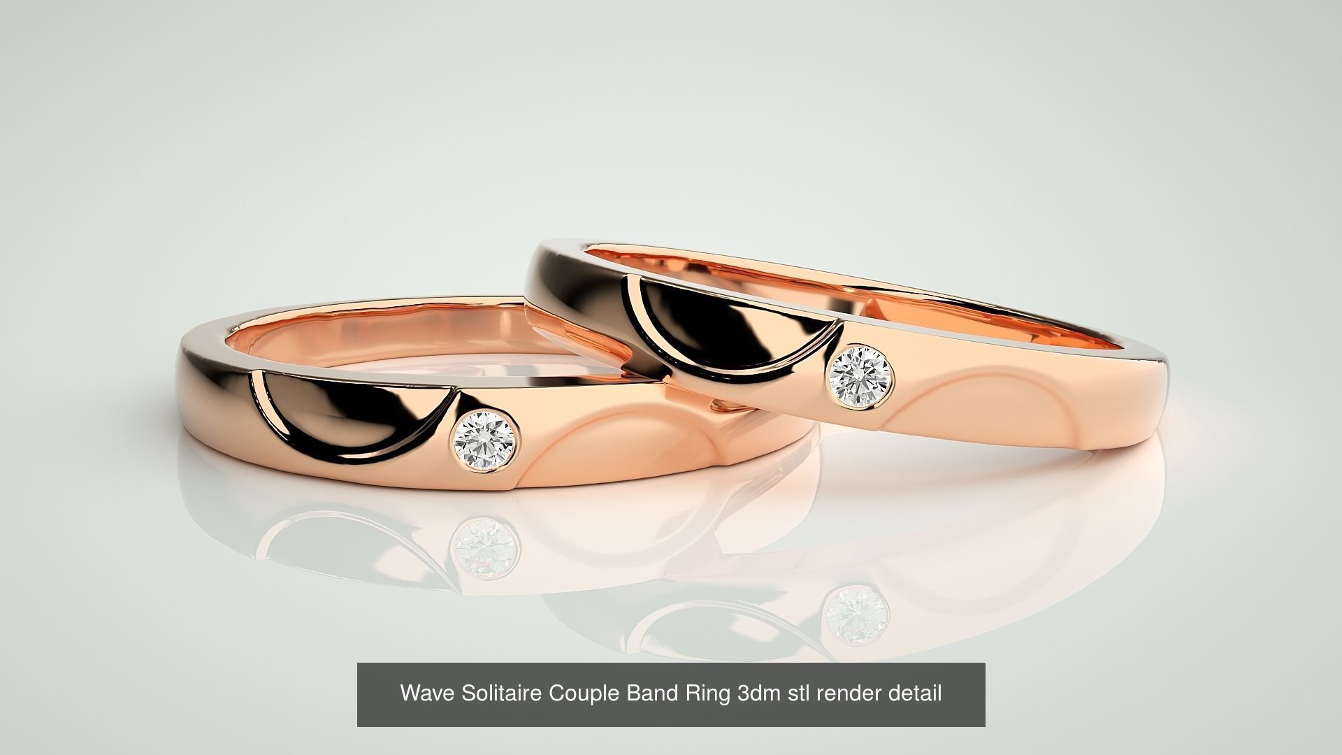300 Solitaire Ring Couple Band Ring 3dm stl render detail Part-2 3D Model Collection_185