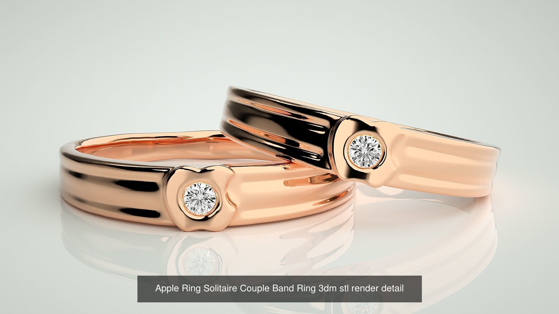 300 Solitaire Ring Couple Band Ring 3dm stl render detail Part-2 3D Model Collection_162