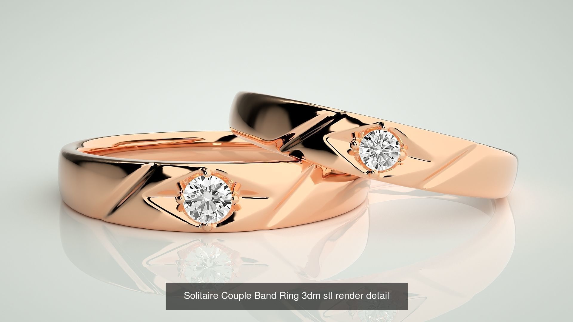 300 Solitaire Ring Couple Band Ring 3dm stl render detail Part-2 3D Model Collection_171