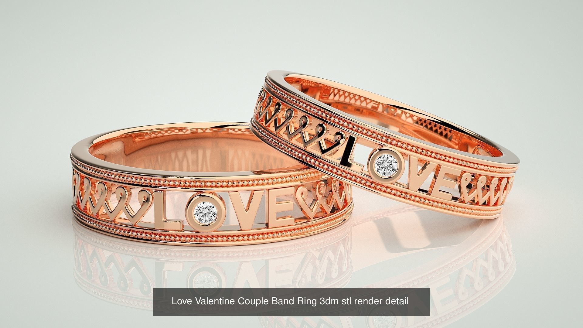 300 Solitaire Ring Couple Band Ring 3dm stl render detail Part-2 3D Model Collection_23