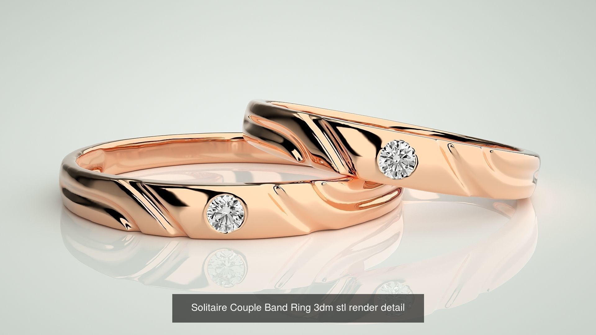 300 Solitaire Ring Couple Band Ring 3dm stl render detail Part-2 3D Model Collection_191
