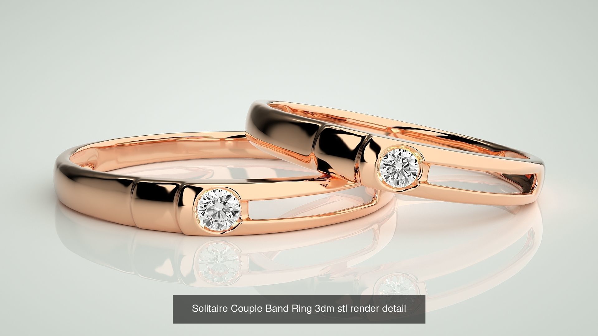 300 Solitaire Ring Couple Band Ring 3dm stl render detail Part-2 3D Model Collection_65