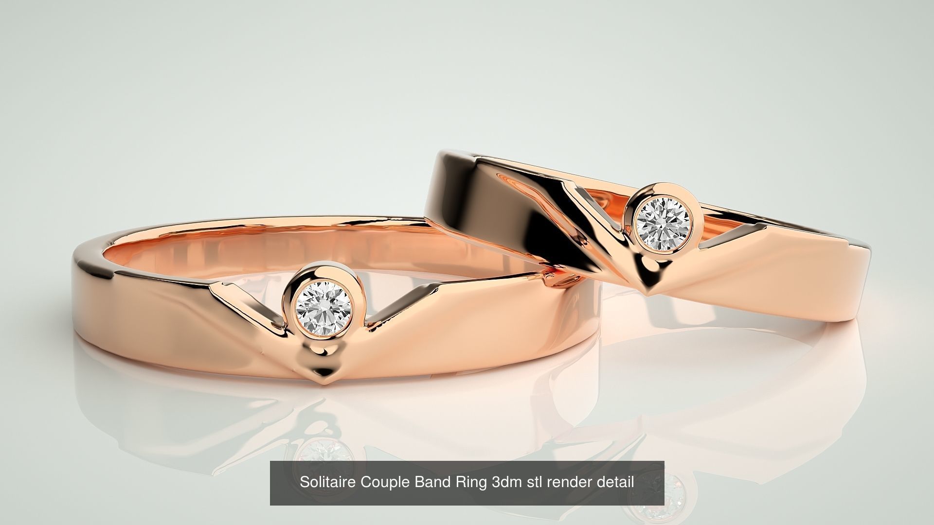 300 Solitaire Ring Couple Band Ring 3dm stl render detail Part-2 3D Model Collection_110