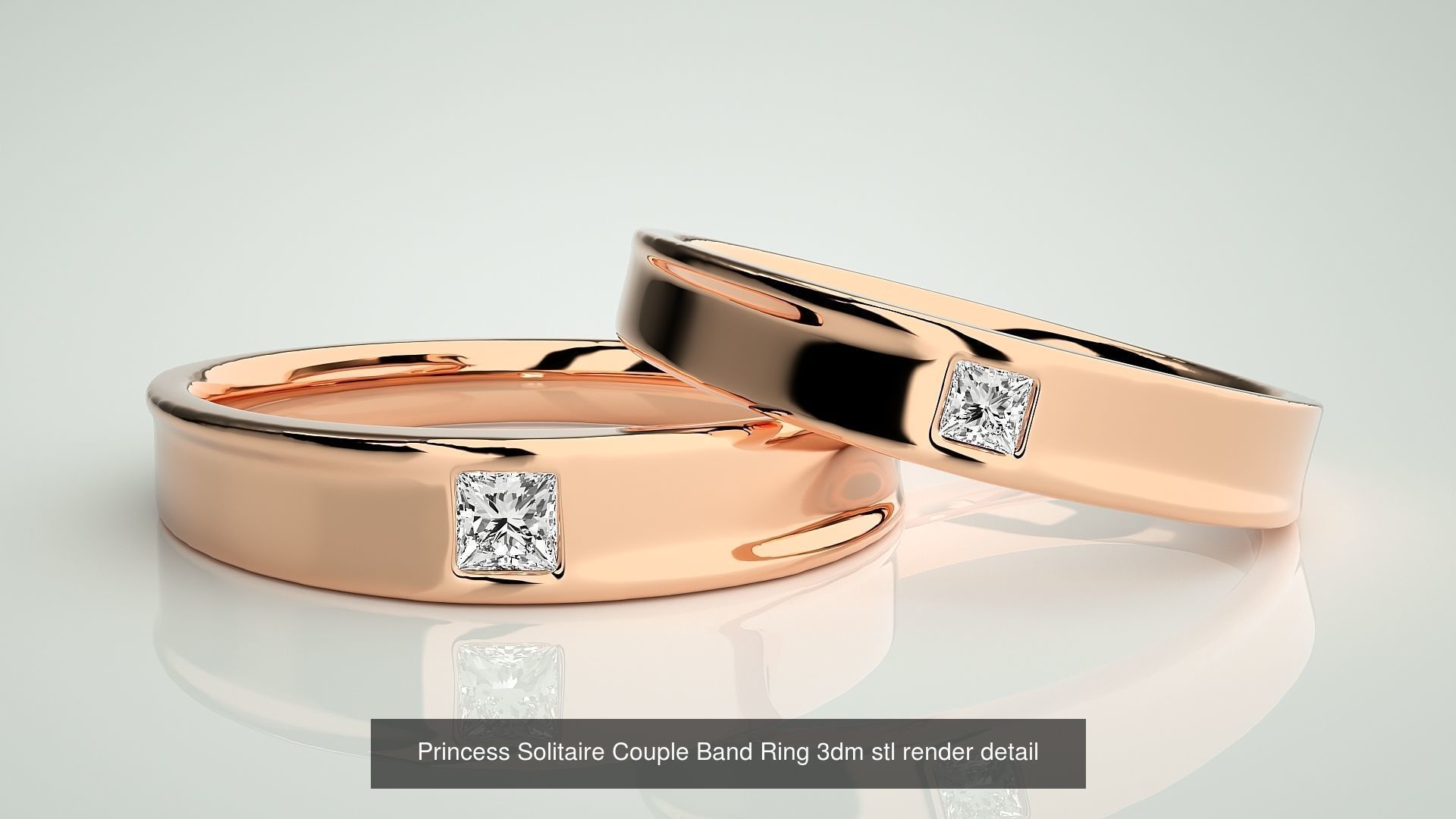 300 Solitaire Ring Couple Band Ring 3dm stl render detail Part-2 3D Model Collection_170