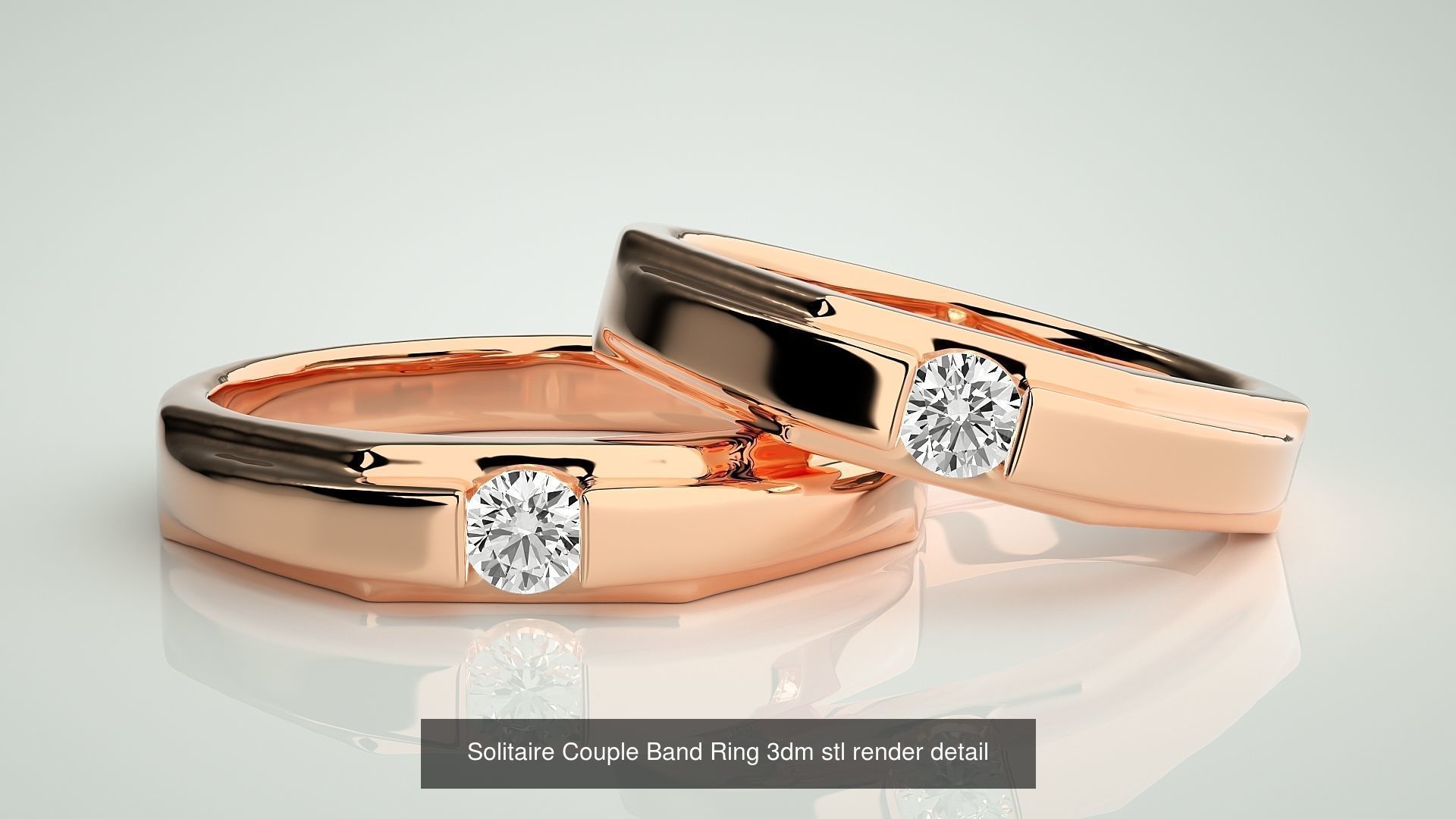 300 Solitaire Ring Couple Band Ring 3dm stl render detail Part-2 3D Model Collection_164
