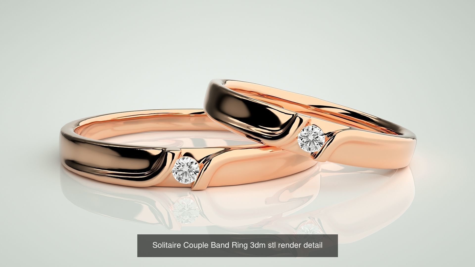 300 Solitaire Ring Couple Band Ring 3dm stl render detail Part-2 3D Model Collection_183