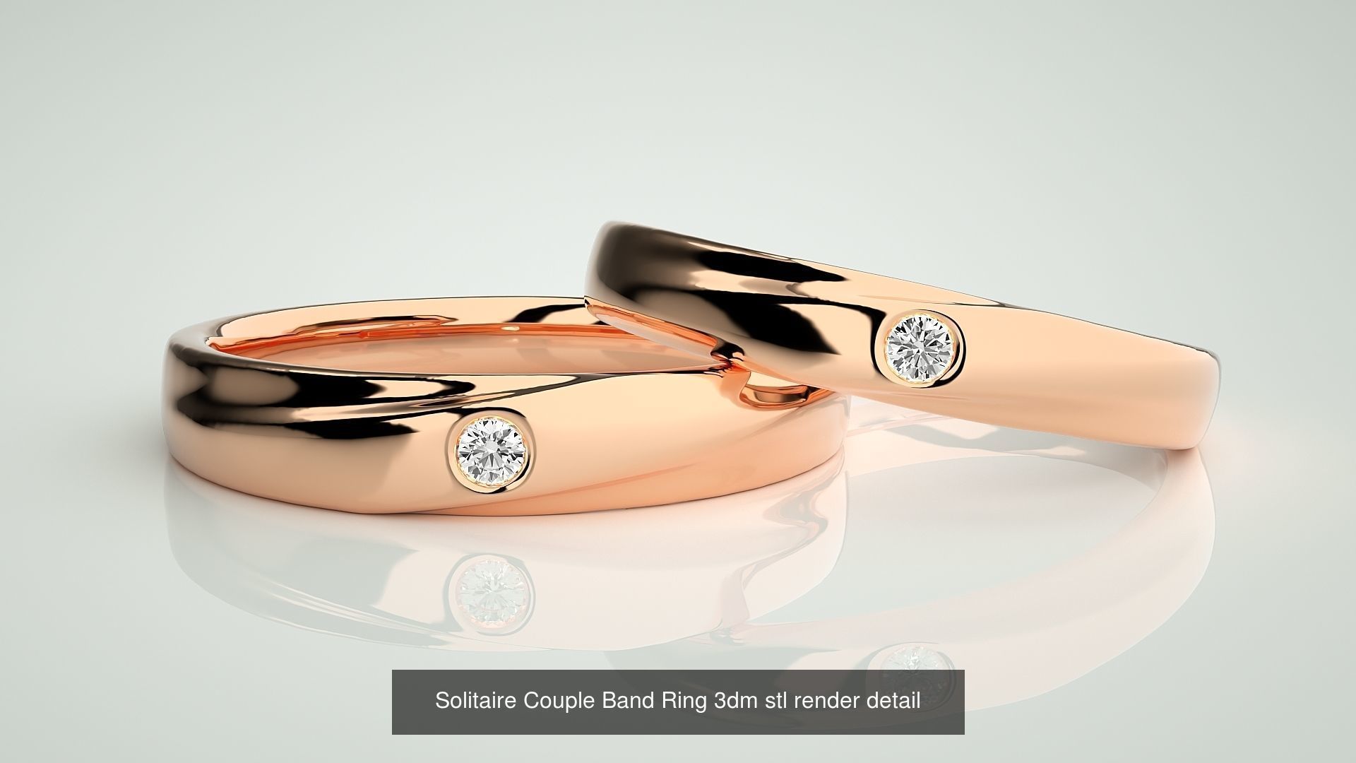 300 Solitaire Ring Couple Band Ring 3dm stl render detail Part-2 3D Model Collection_177