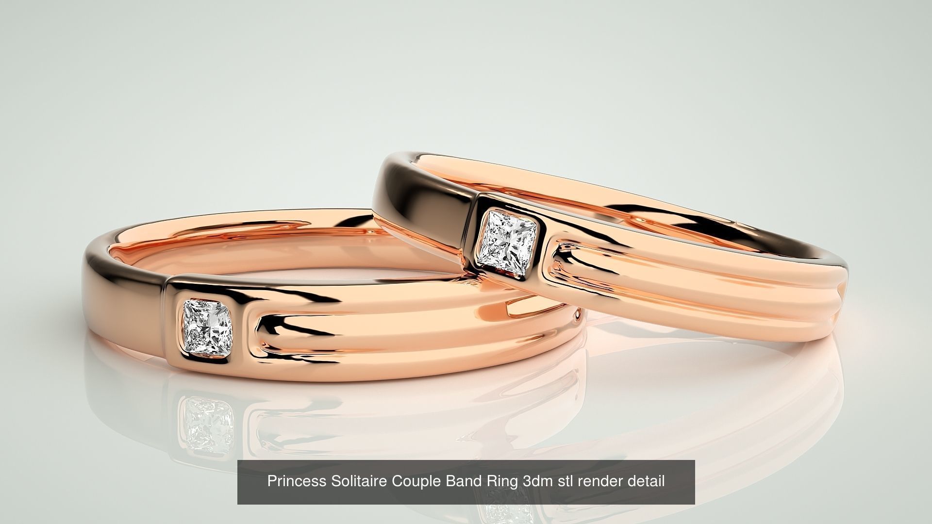 300 Solitaire Ring Couple Band Ring 3dm stl render detail Part-2 3D Model Collection_161