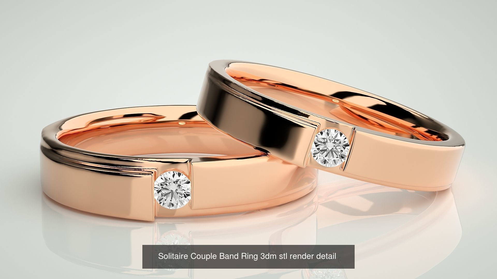 300 Solitaire Ring Couple Band Ring 3dm stl render detail Part-2 3D Model Collection_155