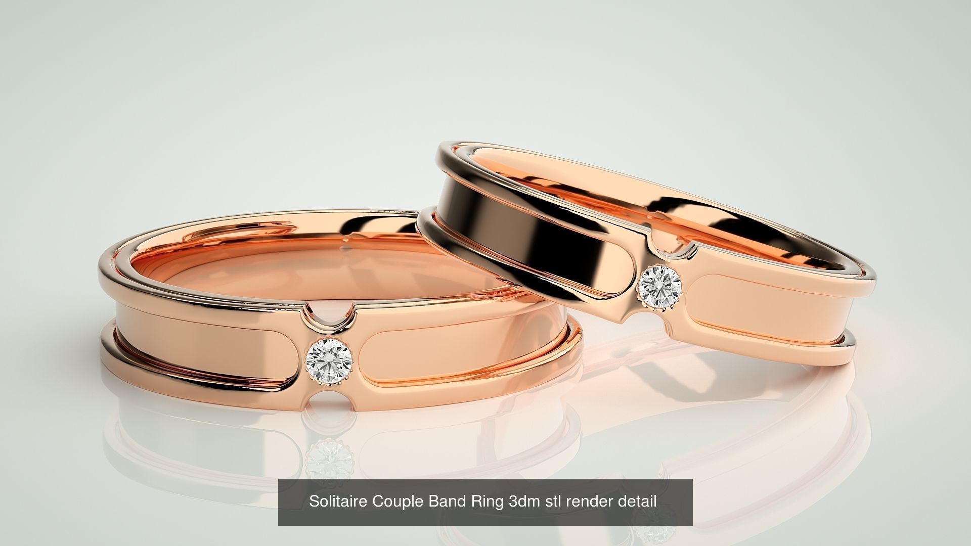 300 Solitaire Ring Couple Band Ring 3dm stl render detail Part-2 3D Model Collection_163