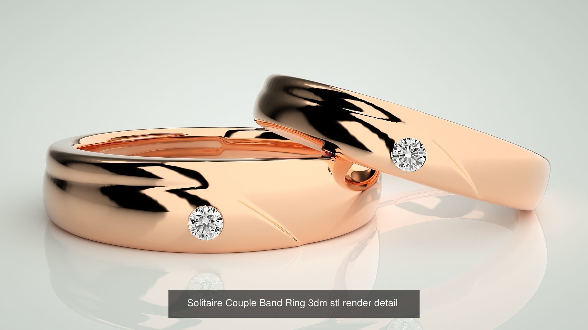 300 Solitaire Ring Couple Band Ring 3dm stl render detail Part-2 3D Model Collection_143