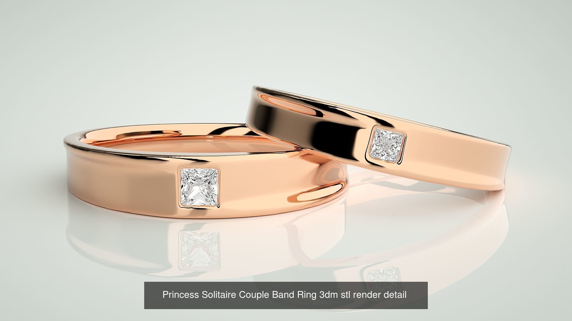 300 Solitaire Ring Couple Band Ring 3dm stl render detail Part-2 3D Model Collection_158