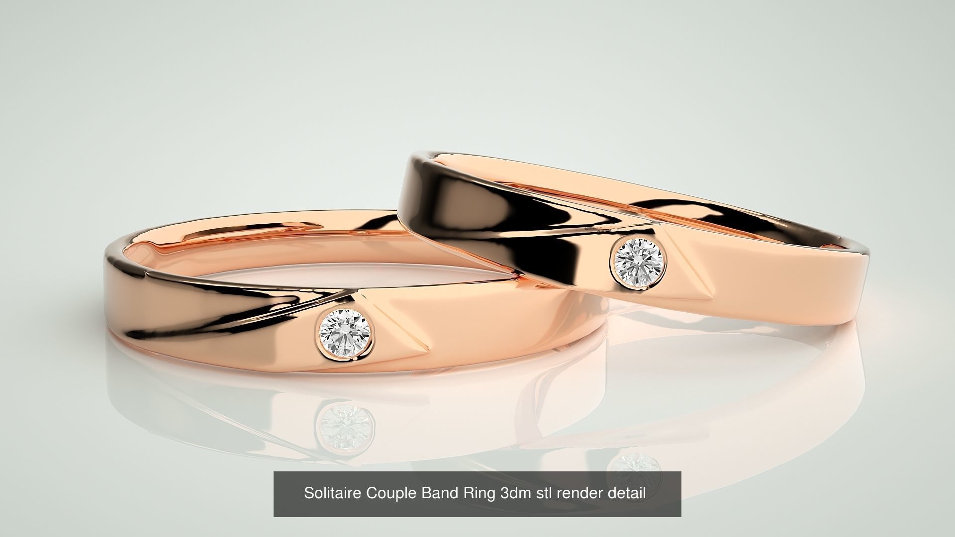 300 Solitaire Ring Couple Band Ring 3dm stl render detail Part-2 3D Model Collection_156