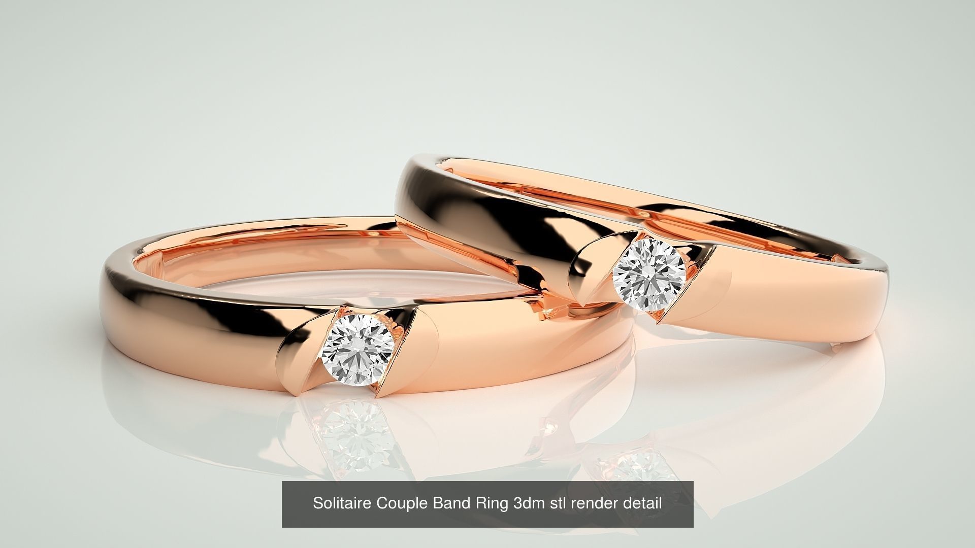 300 Solitaire Ring Couple Band Ring 3dm stl render detail Part-2 3D Model Collection_97