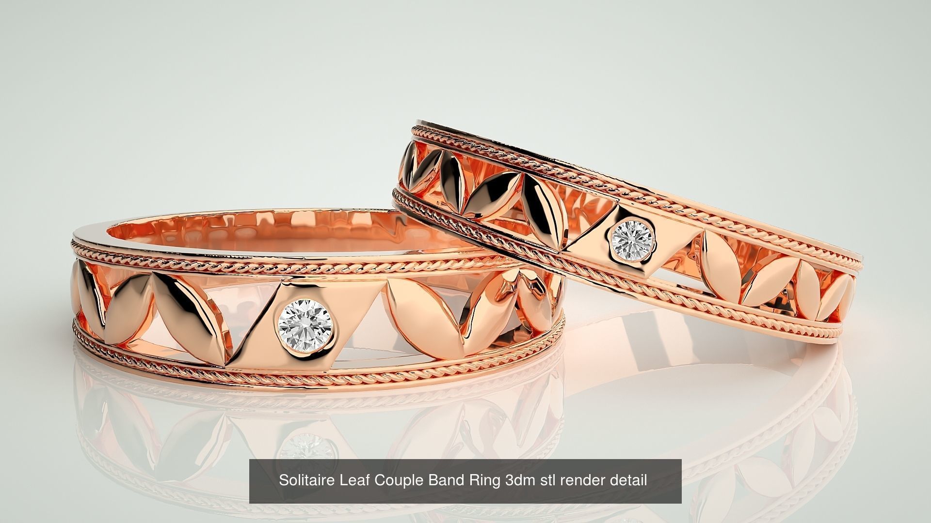 300 Solitaire Ring Couple Band Ring 3dm stl render detail Part-2 3D Model Collection_24