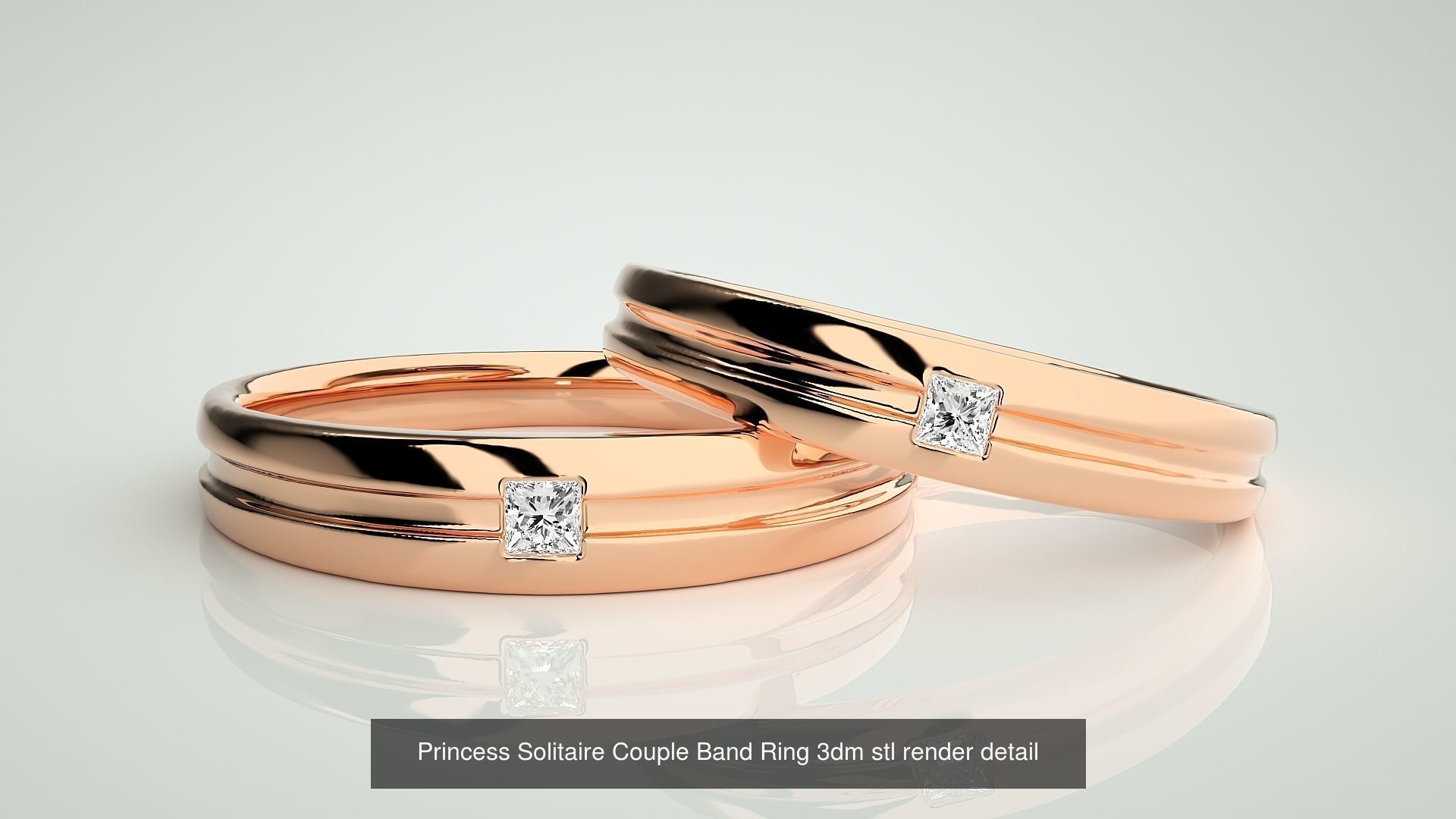 300 Solitaire Ring Couple Band Ring 3dm stl render detail Part-2 3D Model Collection_167