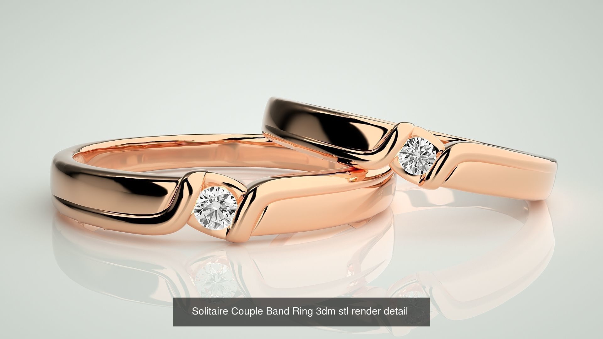 300 Solitaire Ring Couple Band Ring 3dm stl render detail Part-2 3D Model Collection_115