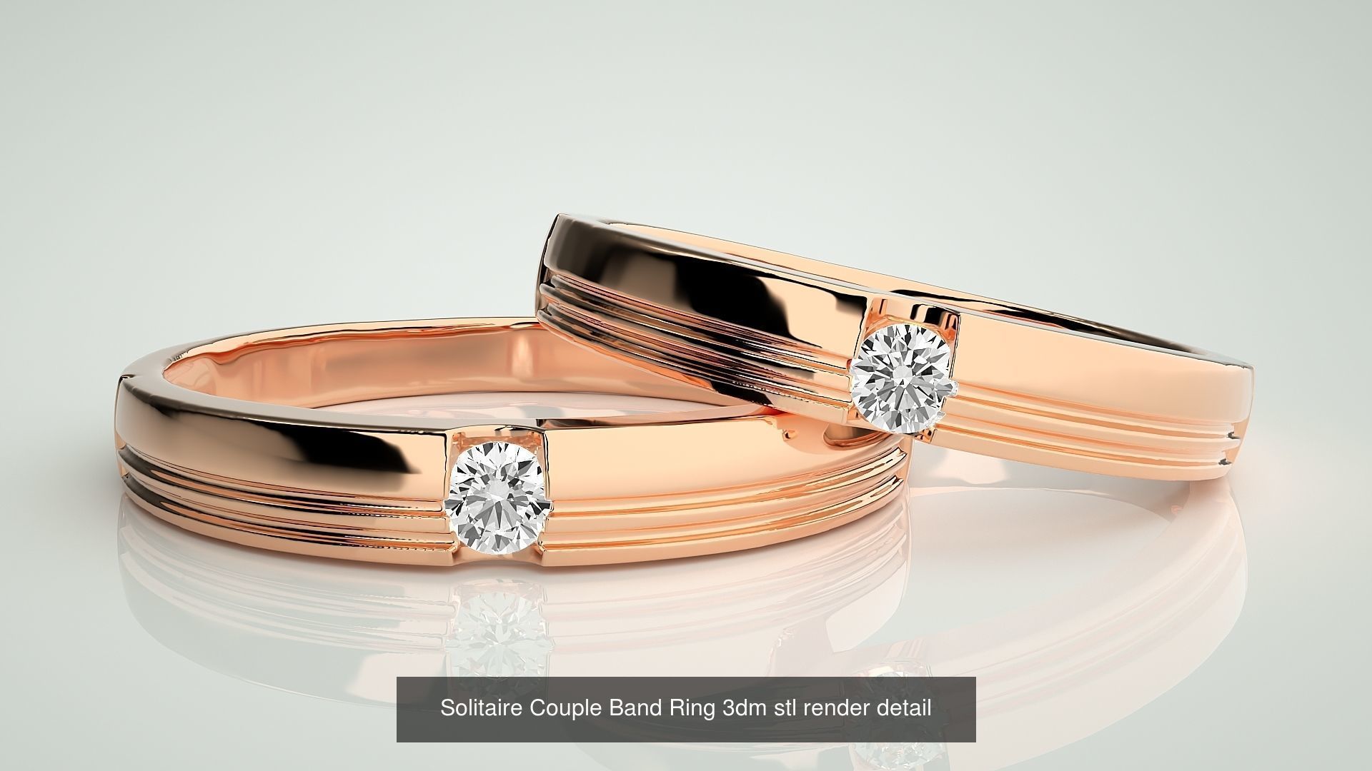300 Solitaire Ring Couple Band Ring 3dm stl render detail Part-2 3D Model Collection_79