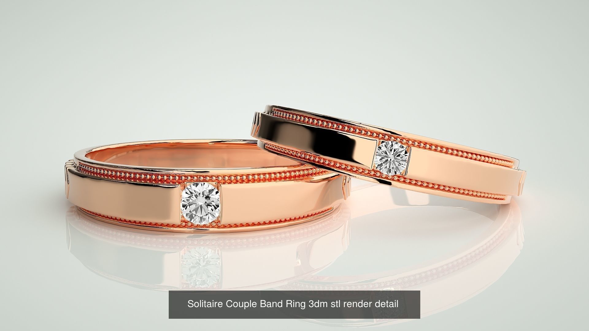 300 Solitaire Ring Couple Band Ring 3dm stl render detail Part-2 3D Model Collection_22