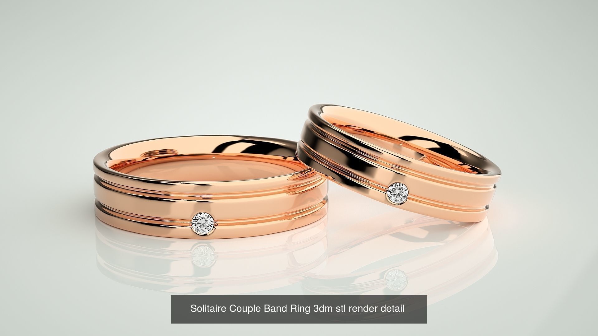 300 Solitaire Ring Couple Band Ring 3dm stl render detail Part-2 3D Model Collection_120
