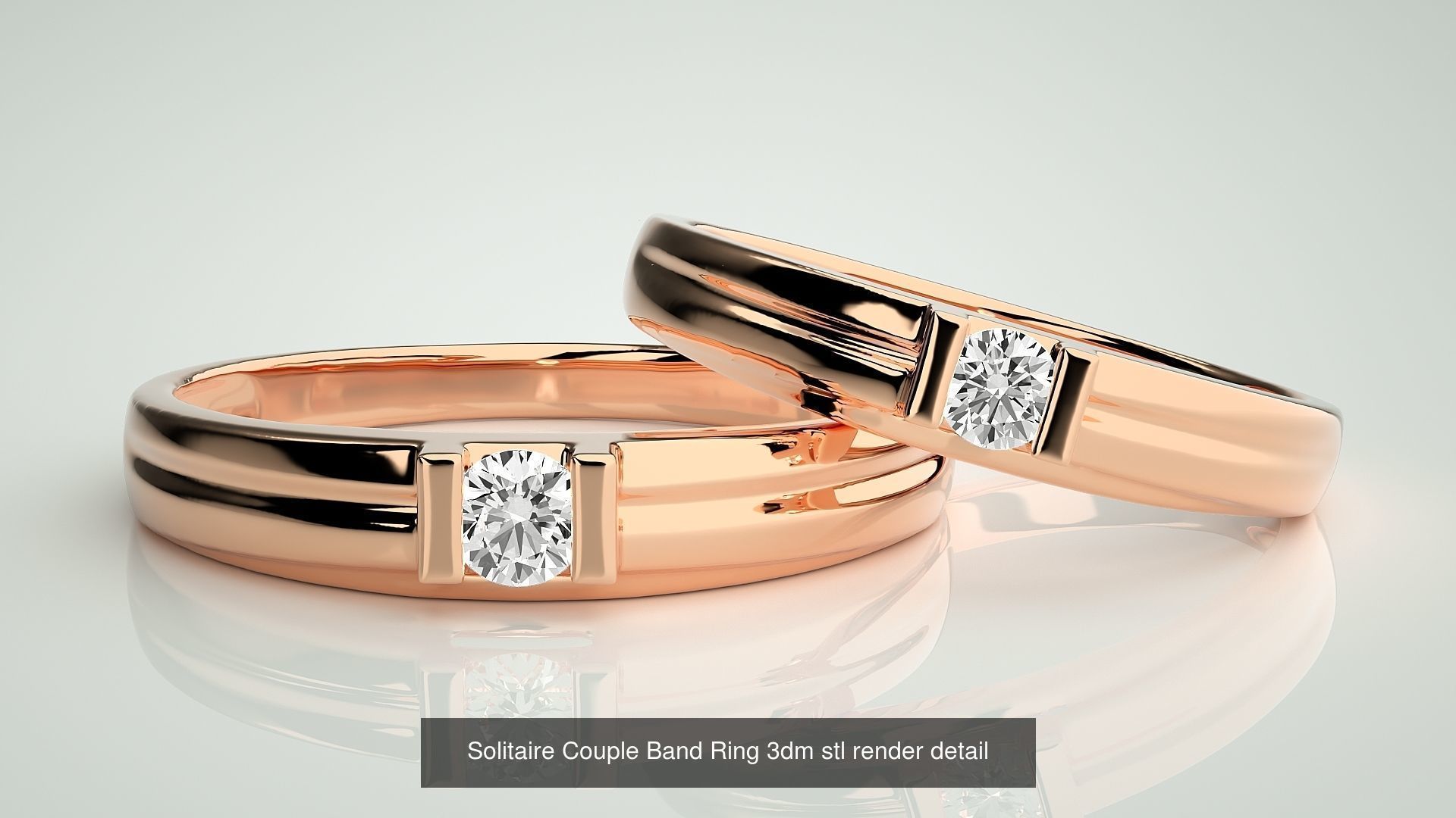 300 Solitaire Ring Couple Band Ring 3dm stl render detail Part-2 3D Model Collection_66