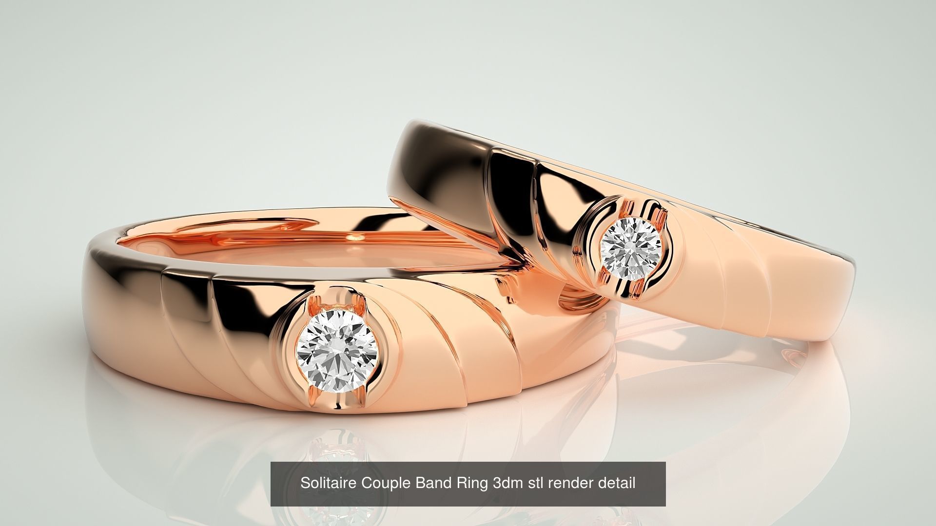 300 Solitaire Ring Couple Band Ring 3dm stl render detail Part-2 3D Model Collection_187