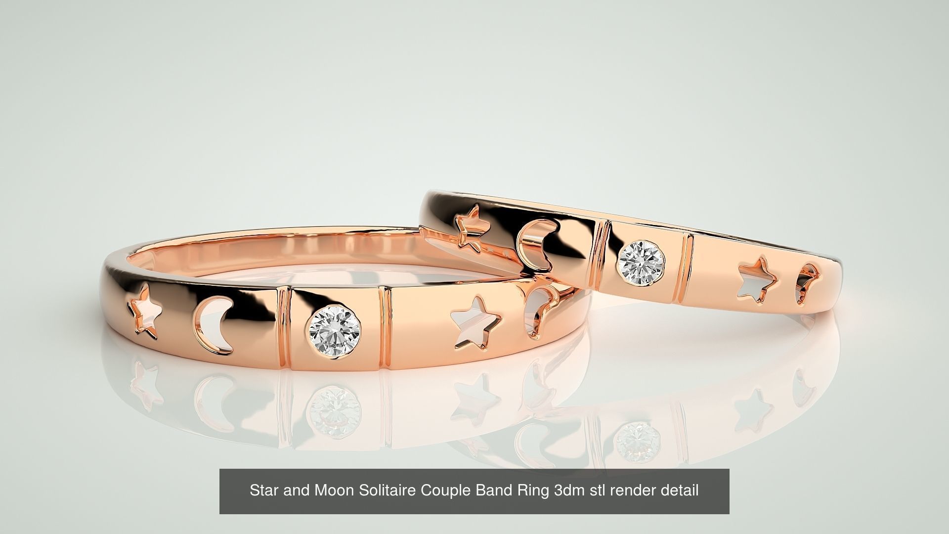 300 Solitaire Ring Couple Band Ring 3dm stl render detail Part-2 3D Model Collection_32