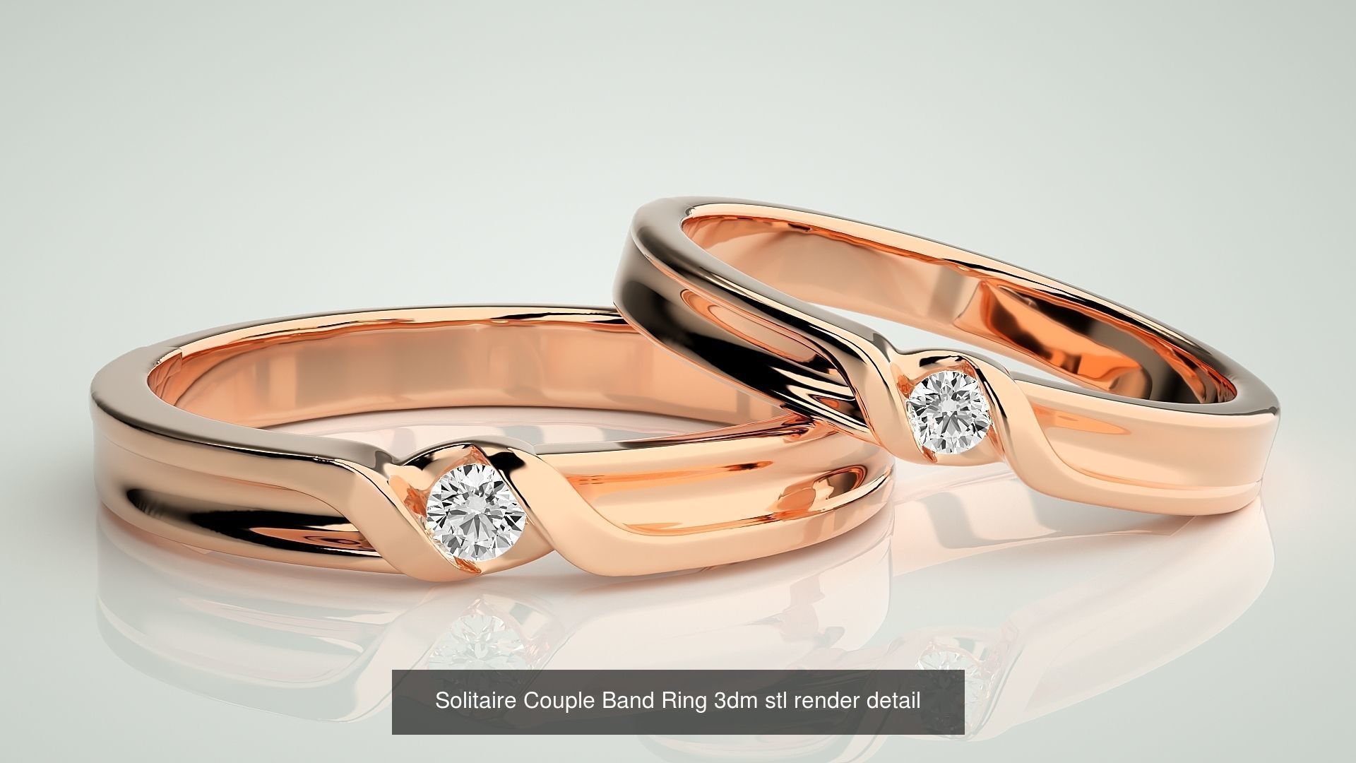 300 Solitaire Ring Couple Band Ring 3dm stl render detail Part-2 3D Model Collection_86