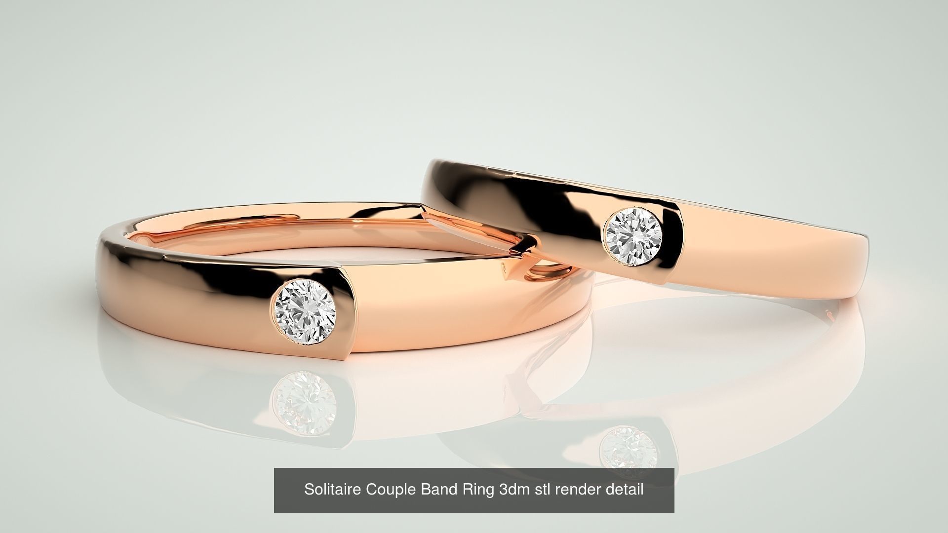 300 Solitaire Ring Couple Band Ring 3dm stl render detail Part-2 3D Model Collection_176