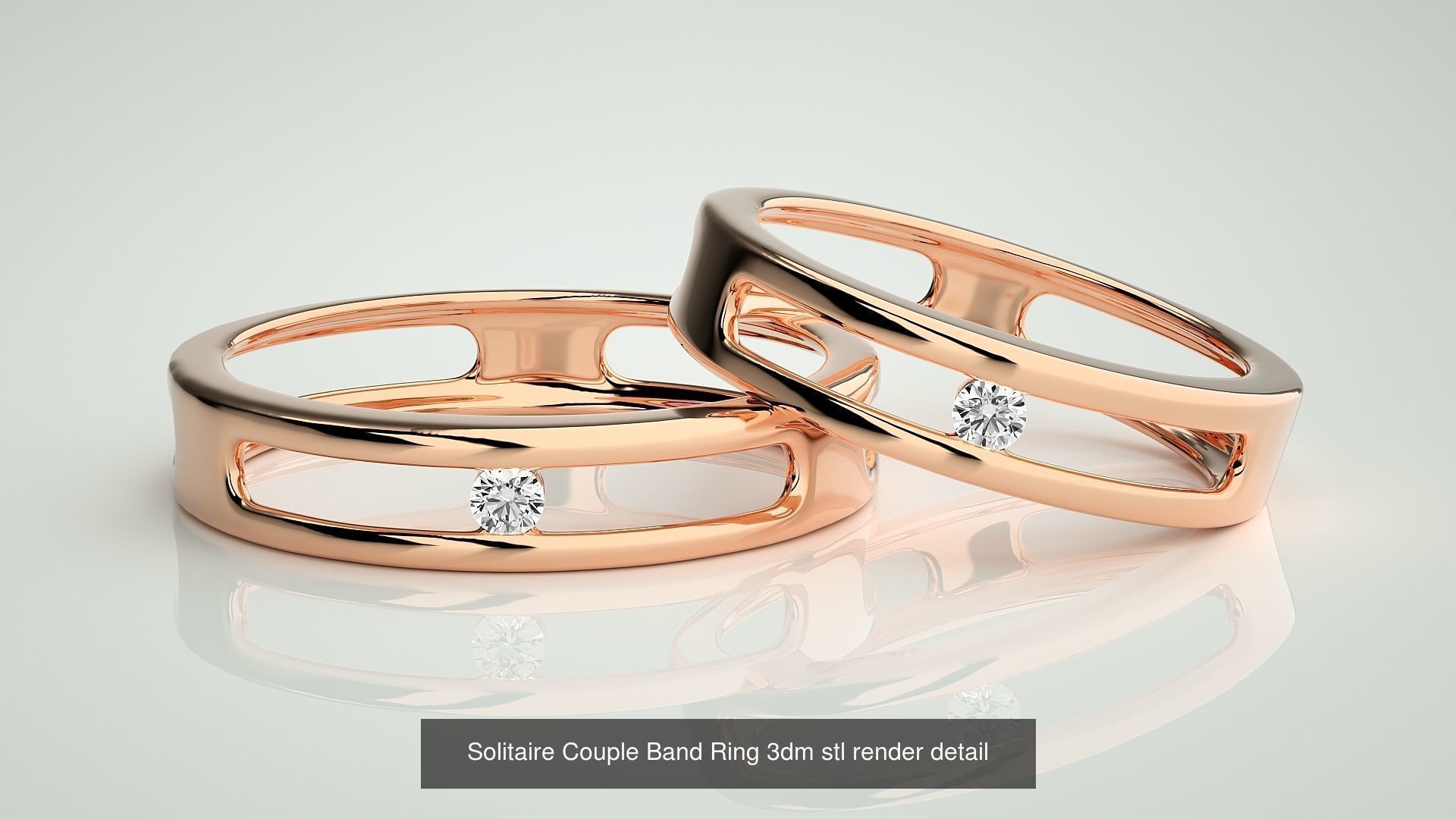 300 Solitaire Ring Couple Band Ring 3dm stl render detail Part-2 3D Model Collection_182
