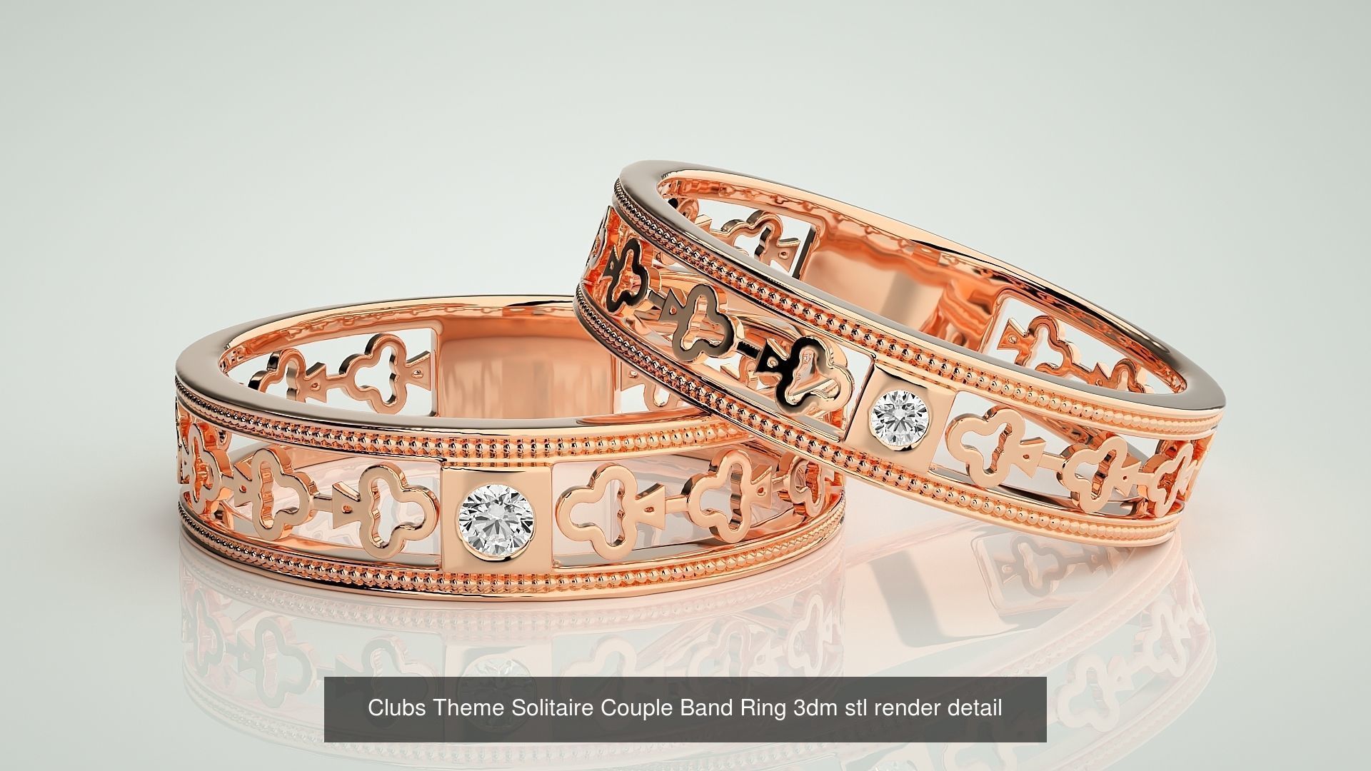 300 Solitaire Ring Couple Band Ring 3dm stl render detail Part-2 3D Model Collection_29