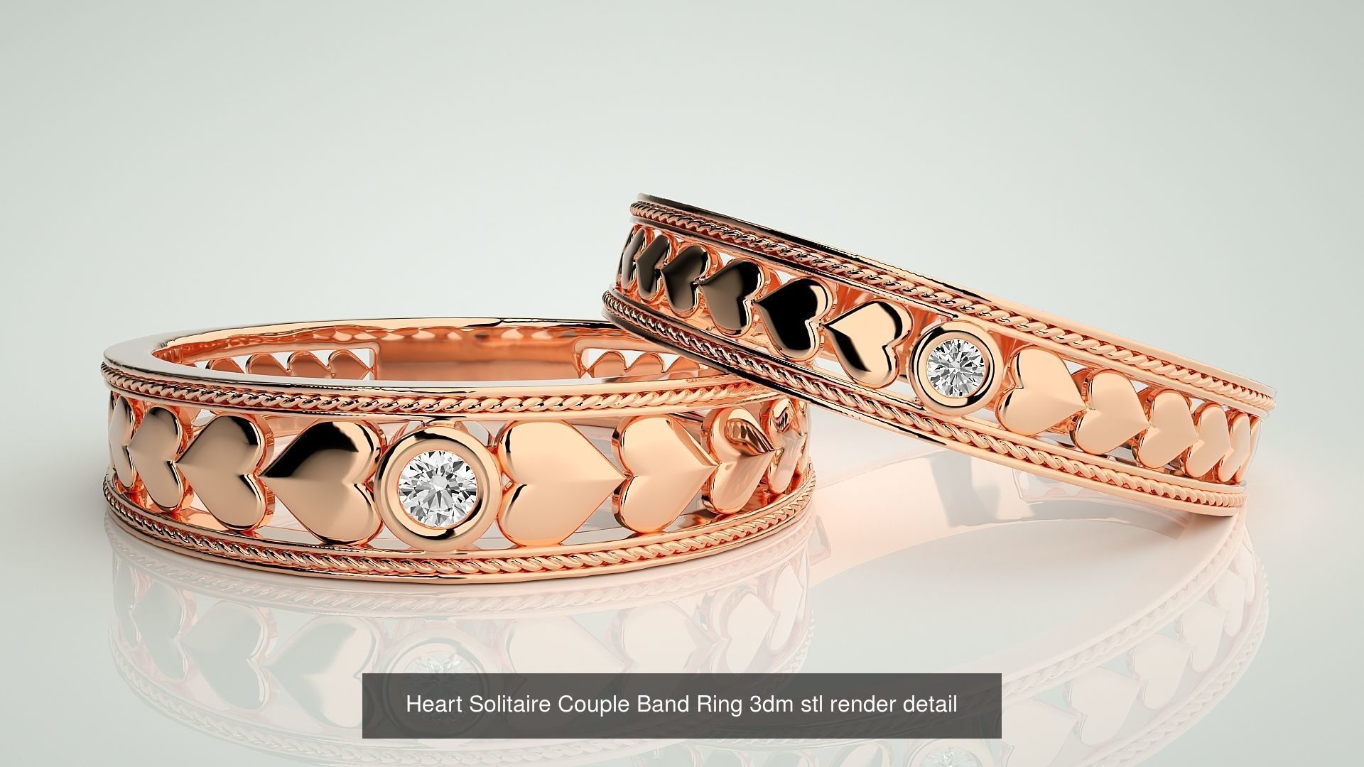 300 Solitaire Ring Couple Band Ring 3dm stl render detail Part-2 3D Model Collection_28