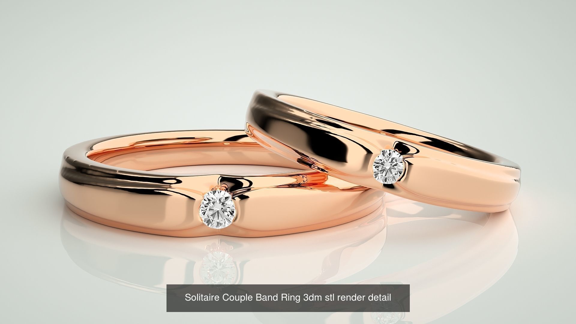 300 Solitaire Ring Couple Band Ring 3dm stl render detail Part-2 3D Model Collection_165