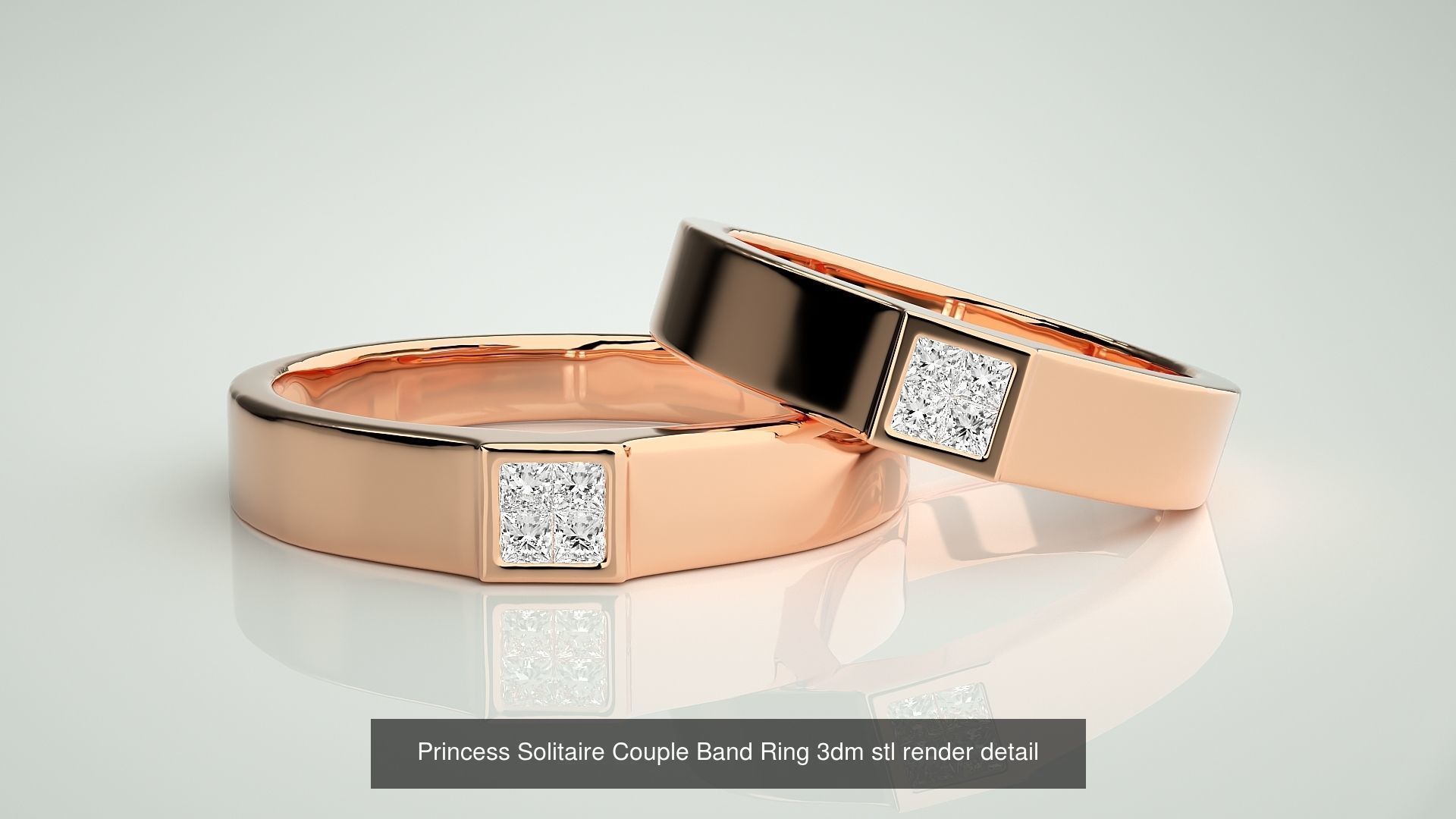 300 Solitaire Ring Couple Band Ring 3dm stl render detail Part-2 3D Model Collection_101