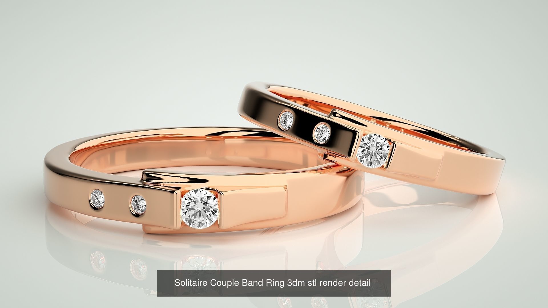 300 Solitaire Ring Couple Band Ring 3dm stl render detail Part-2 3D Model Collection_113