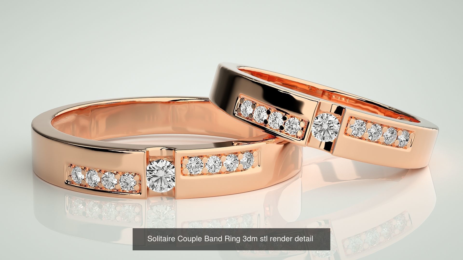 300 Solitaire Ring Couple Band Ring 3dm stl render detail Part-2 3D Model Collection_95